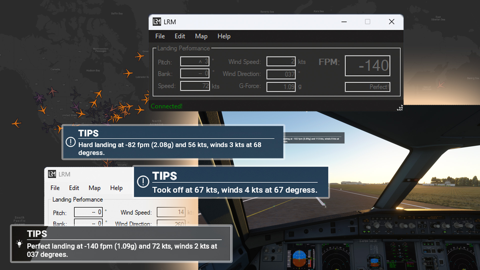 LRM - A landing rate and flight tracking tool for flight simulation.